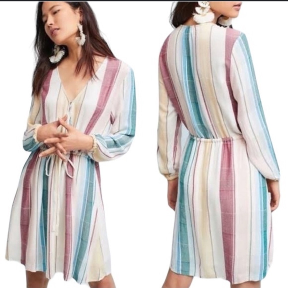Rails Size S - Striped Multicolor V-Neck Lined Dress